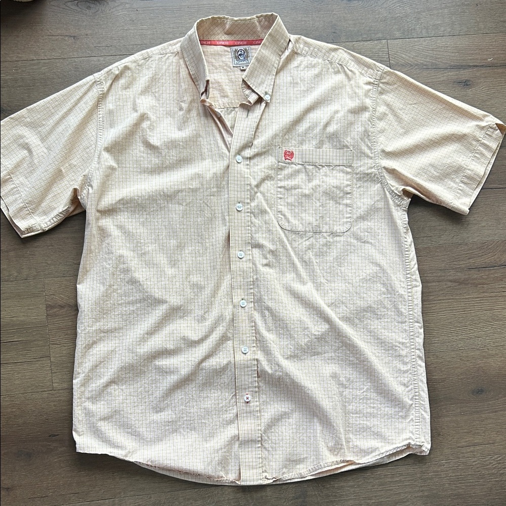 Cinch Beige Button-Down Short Sleeve Shirt